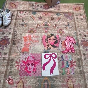 Pink and Red Graphic heat press transfers with one patch